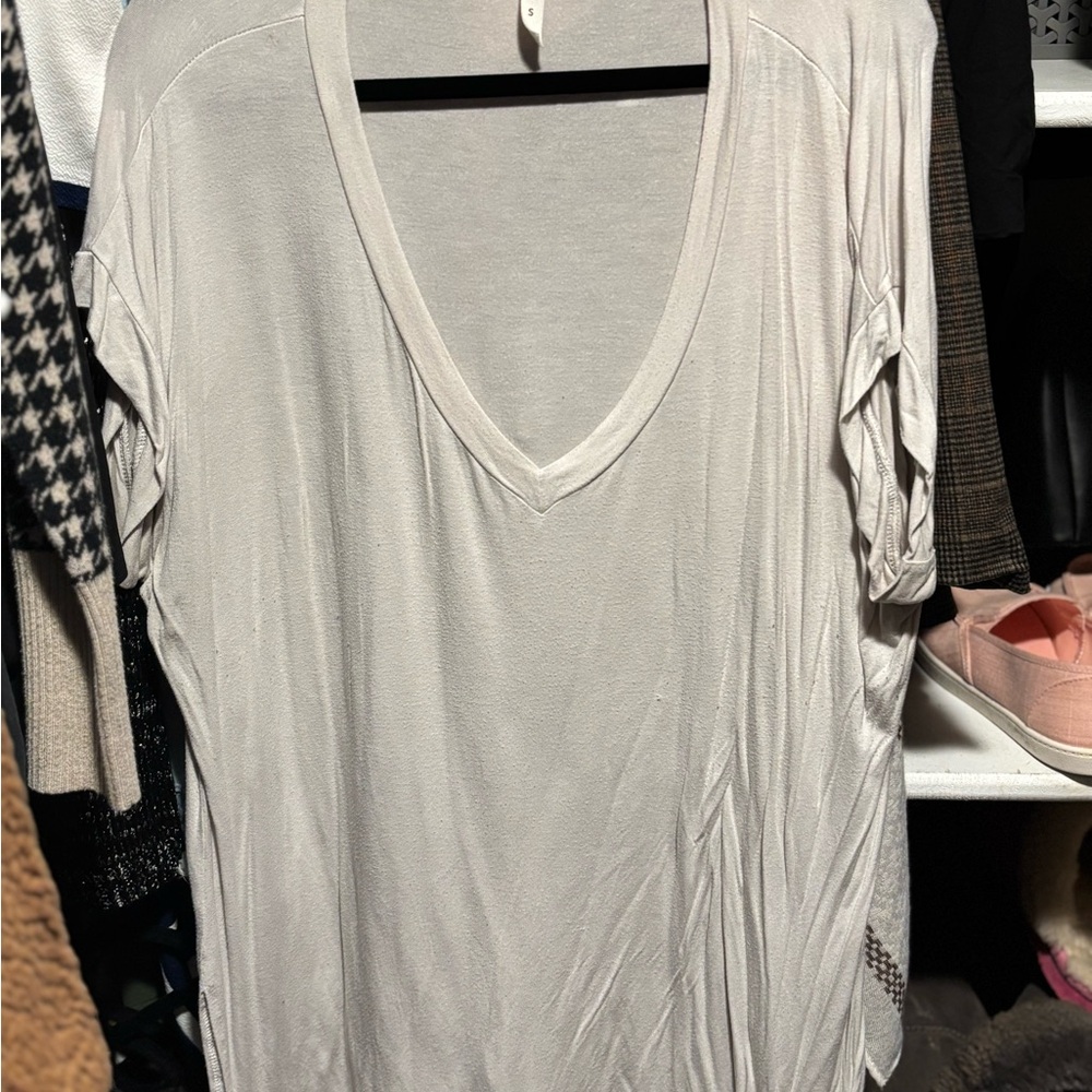 Women's Bamboo White V-Neck Top